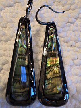 RLM STUDIO Gunmetal Abalone Inlay Drop Earrings